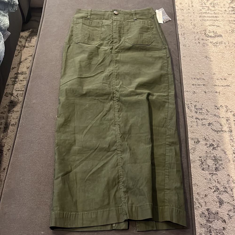 Anthropologie Green Buttoned Skirt